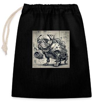 dog style cyborg steampunk cyberpunk biomec - Closable cotton gift bag (25x30cm) - black - Front