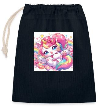 unicorn kitty - Closable cotton gift bag (25x30cm) - navy - Front