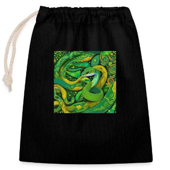 Snake - Closable cotton gift bag (25x30cm) - black - Front