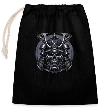 Samurai-Schädel der Seele - Verschließbarer Geschenkbeutel aus Baumwolle (25x30cm) - Schwarz - Vorne