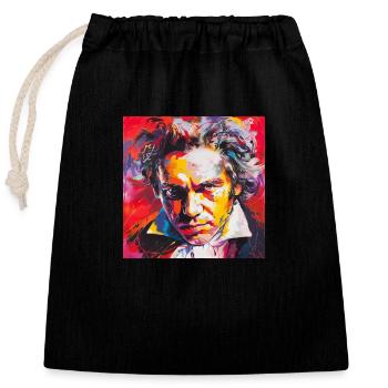 Beethoven n°1 - Sac cadeau en coton avec cordon (25 x 30 cm) - noir - Devant