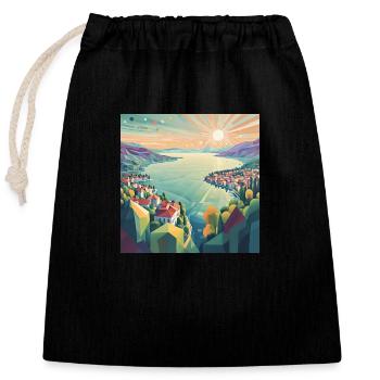Happy Lake - Verschließbarer Geschenkbeutel aus Baumwolle (25x30cm) - Schwarz - Vorne