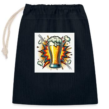 Bande dessinée de bière puissante - Sac cadeau en coton avec cordon (25 x 30 cm) - bleu marine - Devant