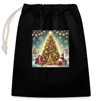 Christmas tree - Verschließbarer Geschenkbeutel aus Baumwolle (25x30cm) - Schwarz - Vorne