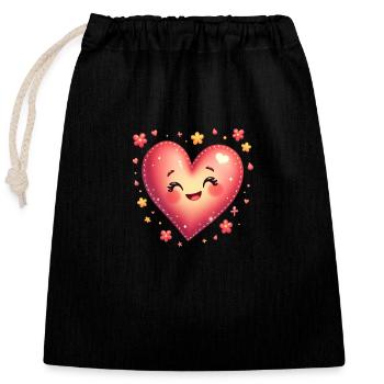 Creative Heart Design - Star Flowers Love - Closable cotton gift bag (25x30cm) - black - Front