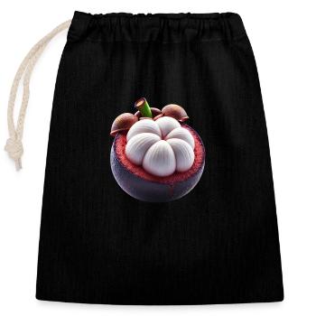 Mangostan – Exotische Königin der Früchte - Verschließbarer Geschenkbeutel aus Baumwolle (25x30cm) - Schwarz - Vorne