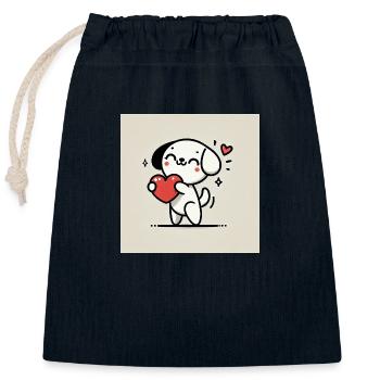 Heart Bringer Doggy - Closable cotton gift bag (25x30cm) - navy - Front