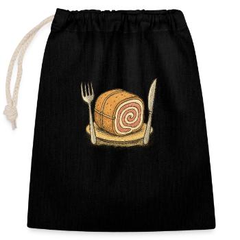 Rouleau de saucisse - Sac cadeau en coton avec cordon (25 x 30 cm) - noir - Devant