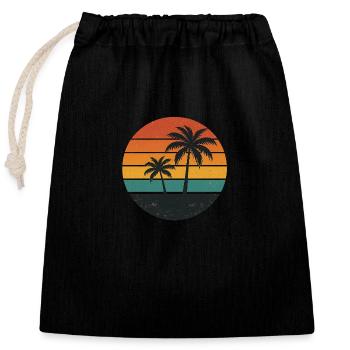 Coucher de soleil rétro - Sac cadeau en coton avec cordon (25 x 30 cm) - noir - Devant