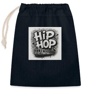 HipHopTrainBlack&White - Closable cotton gift bag (25x30cm) - navy - Front