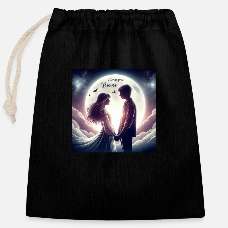 Amour de jeunesse - Sac cadeau en coton avec cordon (25 x 30 cm) - noir