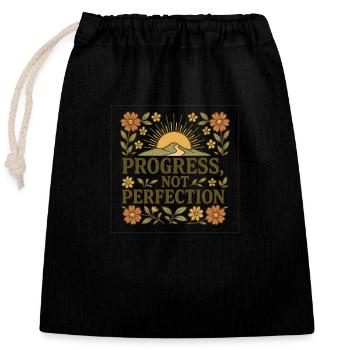 Progress not Perfection - Closable cotton gift bag (25x30cm) - black - Front