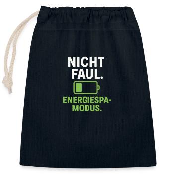Pas paresseux, mode d’économie d’énergie - Sac cadeau en coton avec cordon (25 x 30 cm) - bleu marine - Devant