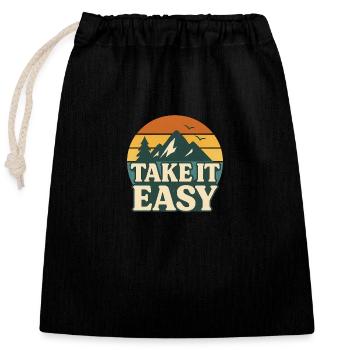 Take It Easy – Sunset Chill - Sac cadeau en coton avec cordon (25 x 30 cm) - noir - Devant