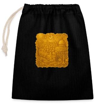 Jérusalem dorée - Sac cadeau en coton avec cordon (25 x 30 cm) - noir - Devant