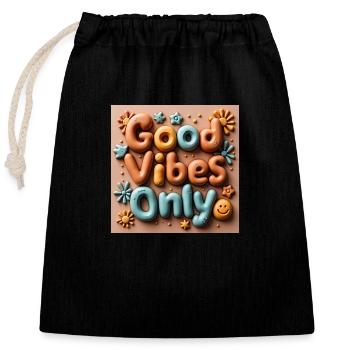 Positive vibes Radiant everyday life - Closable cotton gift bag (25x30cm) - black - Front