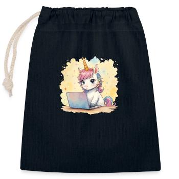 Programmation Licorne - Sac cadeau en coton avec cordon (25 x 30 cm) - bleu marine - Devant