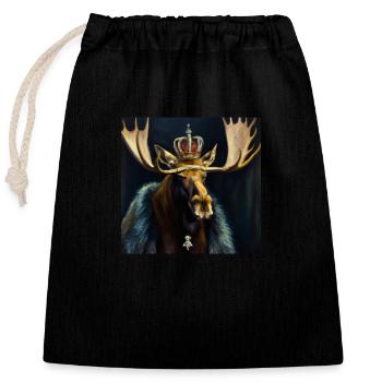 Roi des élans - Sac cadeau en coton avec cordon (25 x 30 cm) - noir - Devant