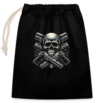 Armament Allegiance: Skull and Pistols - Closable cotton gift bag (25x30cm) - black - Front