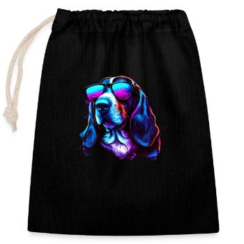 Basset Hound Dogs Basset Hounds - Closable cotton gift bag (25x30cm) - black - Front