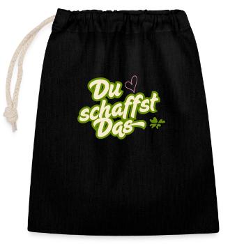 Du schaffst das - Verschließbarer Geschenkbeutel aus Baumwolle (25x30cm) - Schwarz - Vorne