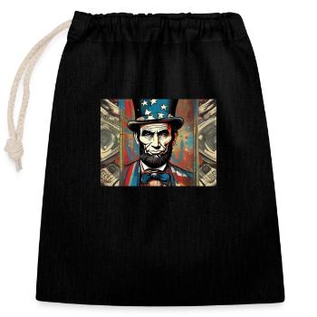PRESIDENT LINCOLN - Closable cotton gift bag (25x30cm) - black - Front