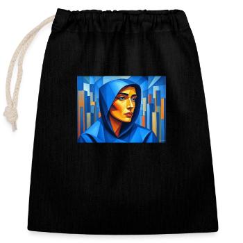 Cubisme du visage - Sac cadeau en coton avec cordon (25 x 30 cm) - noir - Devant