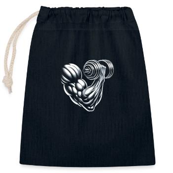 Muscle Power - Closable cotton gift bag (25x30cm) - navy - Front