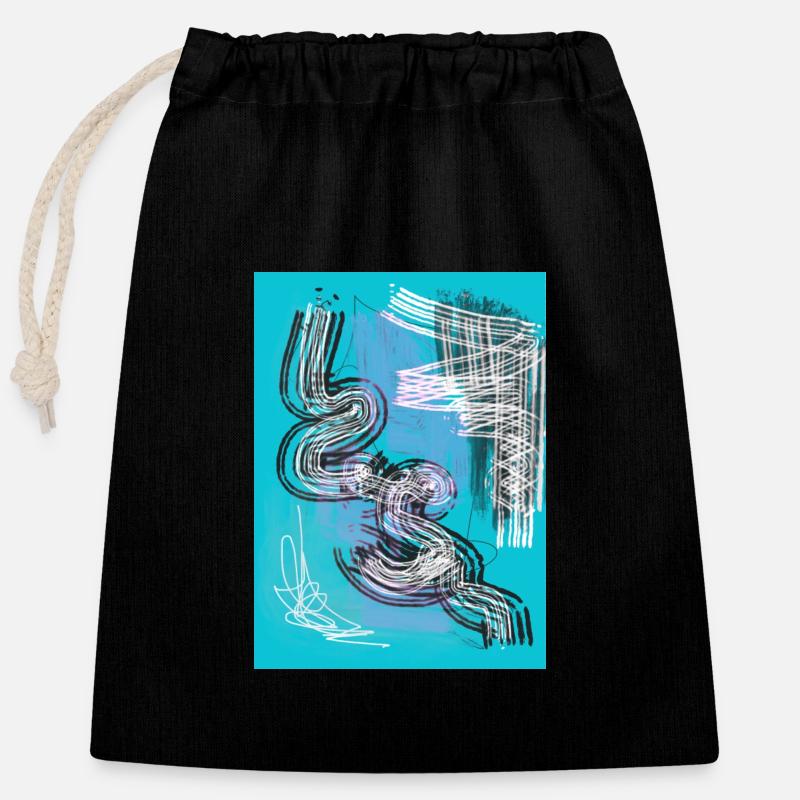 Crazy Seventies Retro Love - Sac cadeau en coton avec cordon (25 x 30 cm) - noir