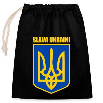 Slava ukraini - Sac cadeau en coton avec cordon (25 x 30 cm) - noir - Devant