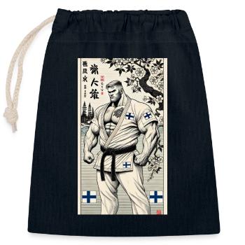 Finnish Karate MASTER - Closable cotton gift bag (25x30cm) - navy - Front