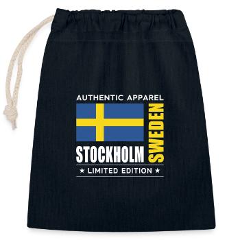 Stockholm - Closable cotton gift bag (25x30cm) - navy - Front