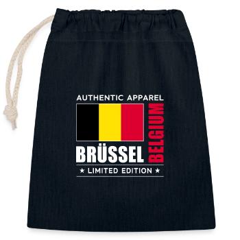 Bruxelles - Sac cadeau en coton avec cordon (25 x 30 cm) - bleu marine - Devant