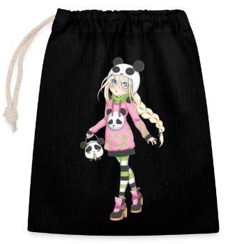Mangas - Sac cadeau en coton avec cordon (25 x 30 cm) - noir - Devant
