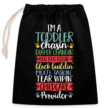 Éducateur d’enseignants en garderie - Sac cadeau en coton avec cordon (25 x 30 cm) - noir - Devant