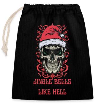 Christmas Skull Design: Jingle Bells Like Hell - Closable cotton gift bag (25x30cm) - black - Front