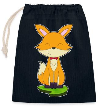Nœud papillon Fox - Sac cadeau en coton avec cordon (25 x 30 cm) - bleu marine - Devant