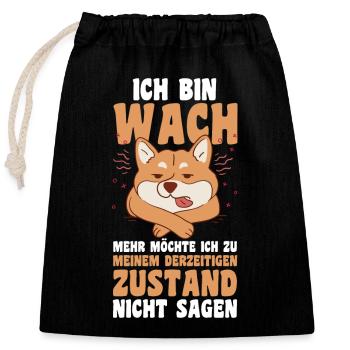 Morgenmuffel Faulenzer Hund - Verschließbarer Geschenkbeutel aus Baumwolle (25x30cm) - Schwarz - Vorne