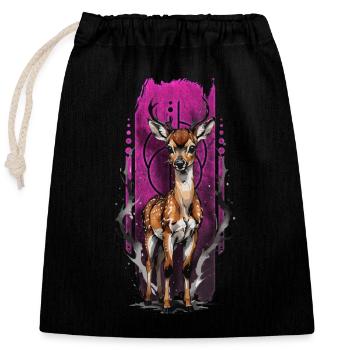 Merveille innocente : Bébé cerf tacheté - Sac cadeau en coton avec cordon (25 x 30 cm) - noir - Devant