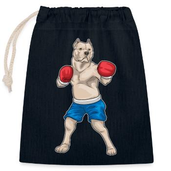Pitbull Boxer Gants de boxe Boxe - Sac cadeau en coton avec cordon (25 x 30 cm) - bleu marine - Devant