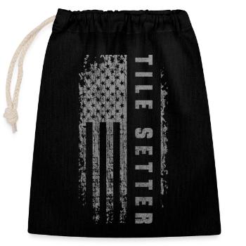 Apprenti artisan carreleur - Sac cadeau en coton avec cordon (25 x 30 cm) - noir - Devant