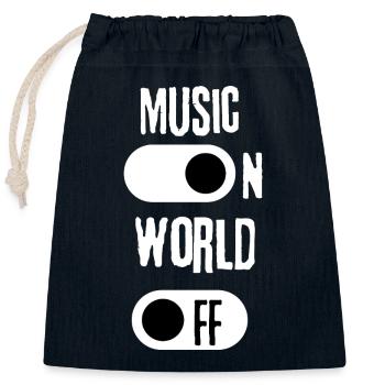 Musik an, Welt aus - Verschließbarer Geschenkbeutel aus Baumwolle (25x30cm) - Navy - Vorne