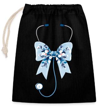 Nurse, Stethoscope, Loop - Closable cotton gift bag (25x30cm) - black - Front