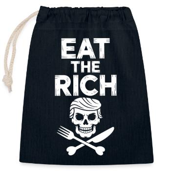 Mangez les riches – Design socialisme amusant - Sac cadeau en coton avec cordon (25 x 30 cm) - bleu marine - Devant