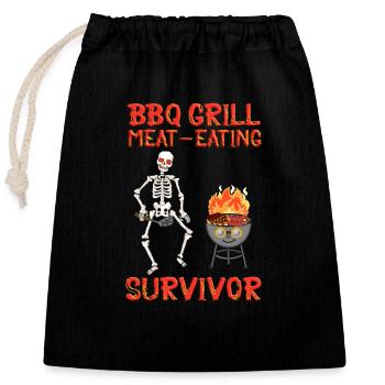 BBQ Grill Mangeur de viande Survivant Squelette - Sac cadeau en coton avec cordon (25 x 30 cm) - noir - Devant