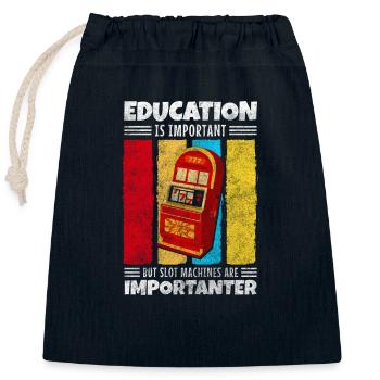 Glücksspiel Automat Zocker Lucky 7 - Verschließbarer Geschenkbeutel aus Baumwolle (25x30cm) - Navy - Vorne