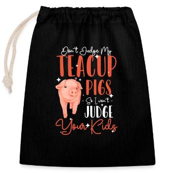 Teacup Piggy Pig Piggy Breeder - Closable cotton gift bag (25x30cm) - black - Front