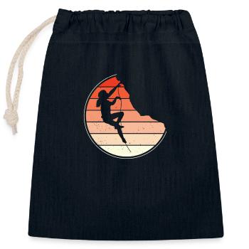 Escalade, fille sur une corde raide - Sac cadeau en coton avec cordon (25 x 30 cm) - bleu marine - Devant