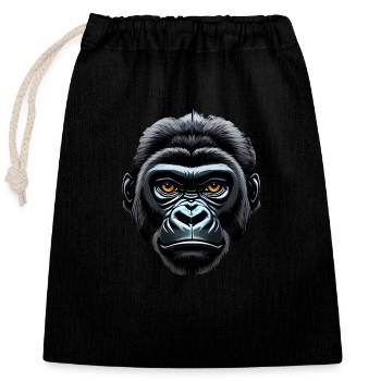 Gorilla - Verschließbarer Geschenkbeutel aus Baumwolle (25x30cm) - Schwarz - Vorne