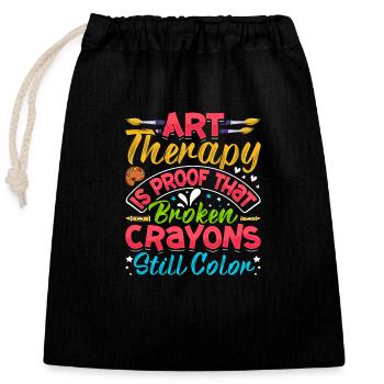 Art Therapist, Graphic Drawing, Art Design - Closable cotton gift bag (25x30cm) - black - Front